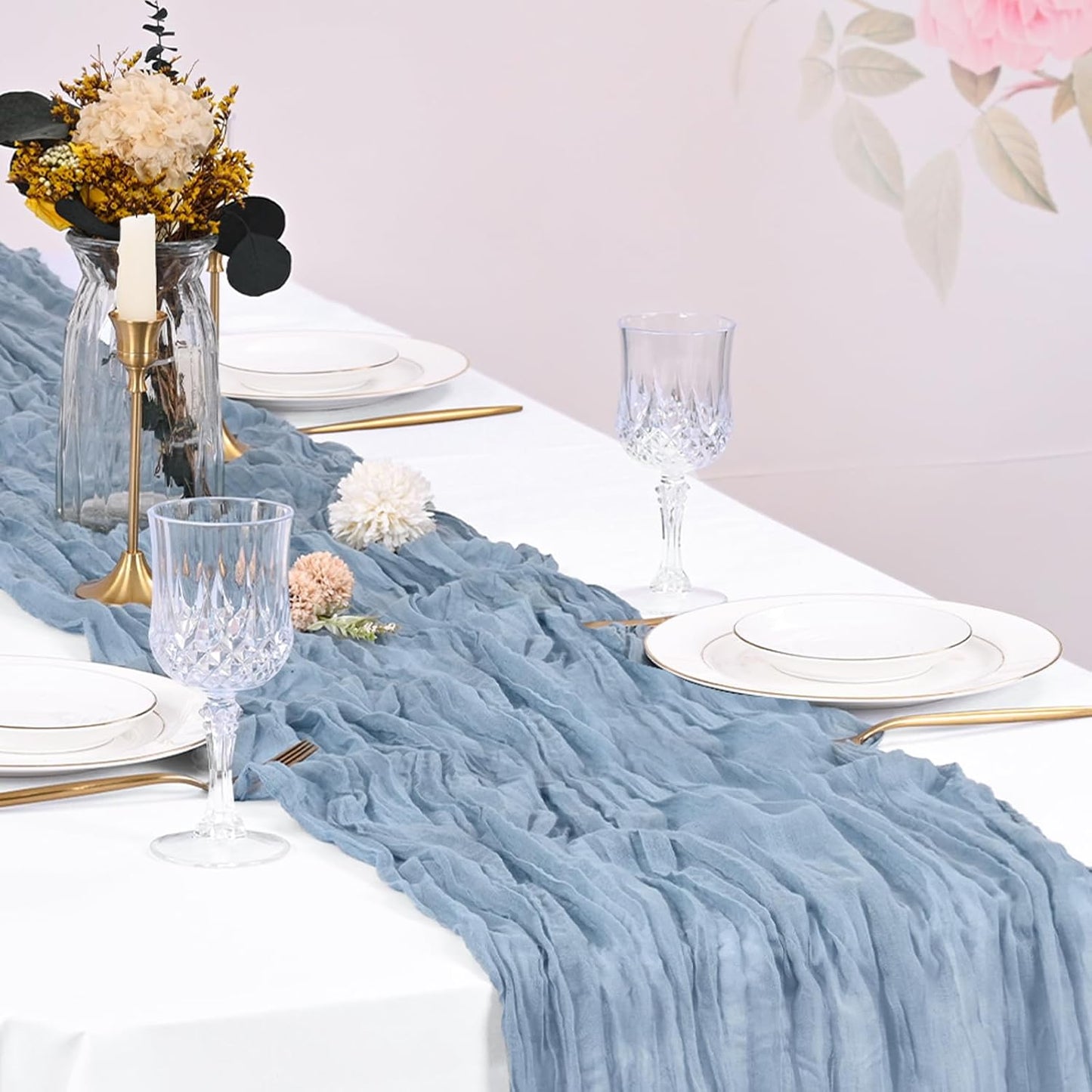 10 Pack Beige Cheesecloth Table Runner 17x108 Inch Boho Gauze Cheese Cloth Table Runners for Wedding Party Baby Shower Birthday Home Decor