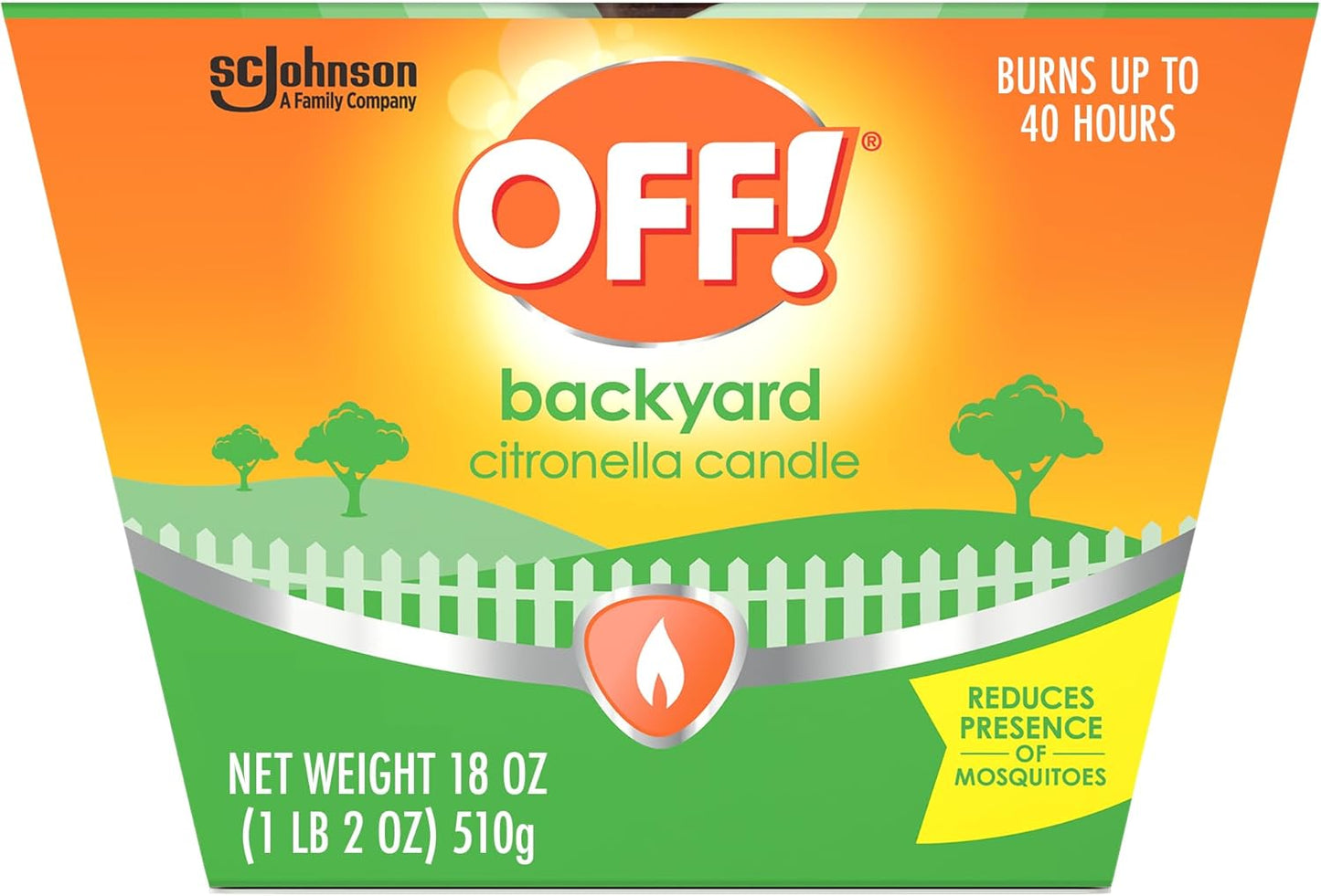 OFF! Backyard Citronella Scented Candle, Ambiance Enhancing Centerpiece, Burns for up to 25 Hours, 8 oz (Pack of 2)