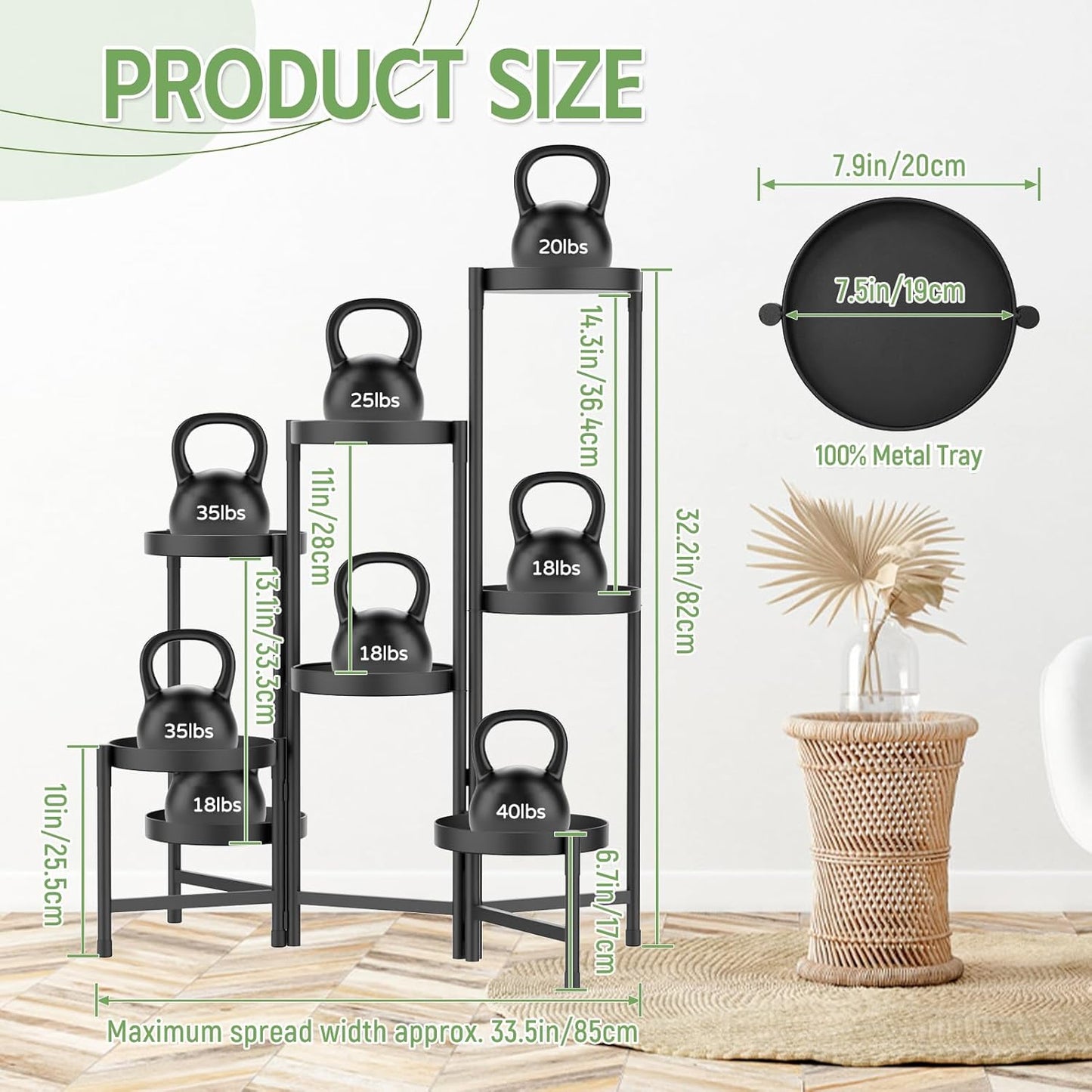 iDavosic.ly Plant Stand Indoor Outdoor, 5 Tier Corner Metal Flower Display Holder Shelf, Folding Tall Orchid Rack for Patio Balcony Porch Garden Living Room House, Black