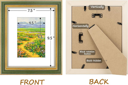 Golden State Art,11x14 Ornate Picture Frame for 8x10 Photo with Mat or 11 x 14 Prints without Mat,Real Glass Wall Display(Color:Green Gold)