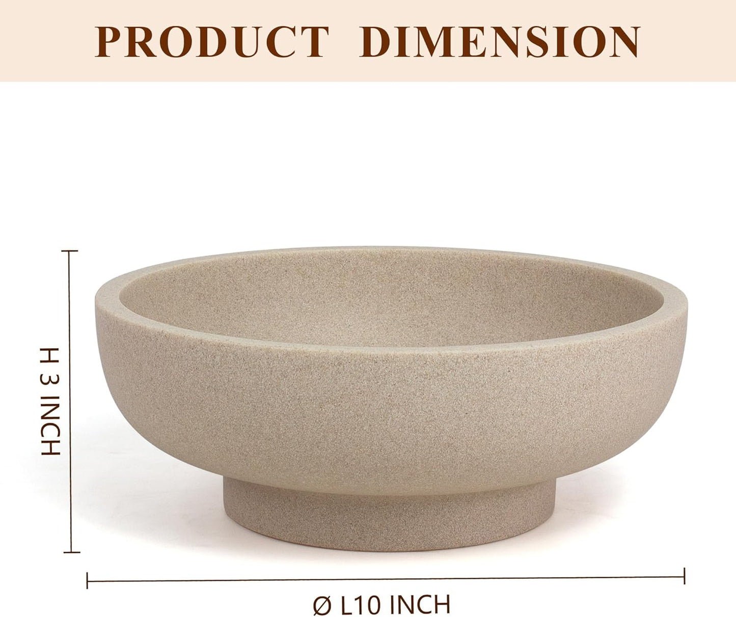 YMXYJM Large Decorative Bowl, Modern Handicraft Resin Bowls for Home Decor, Decorative Fruit Bowl for Kitchen Counter, Stylish Key Bowl for Entry Table, Artificial Stone Resin Beige