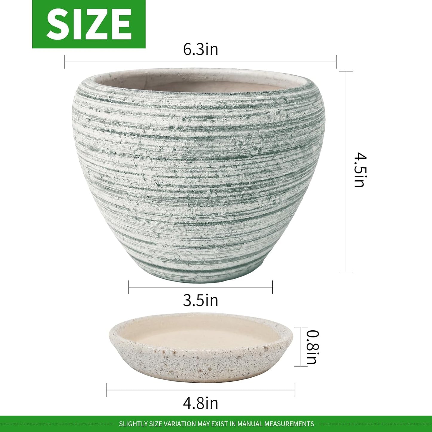 Deep Dream 6 Inch Plant Pots- Ceramic Planter Pot with Drainage Hole and Saucer, Round Flower Pot for Indoor Outdoor Succulent, Snake Plants and Cactus, Blue