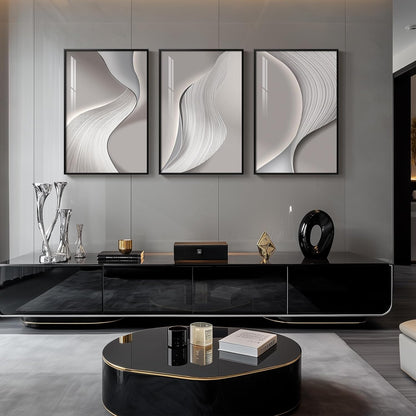 Framed Modern Luxury Gold Wall Art, Set of 3 Piece Contemporary Paintings Artwork for Walls, Golden Prints Pictures with Gold Frame, Wall Decor for Living Room, Hallway, Bedroom, Office 16x24 Inch