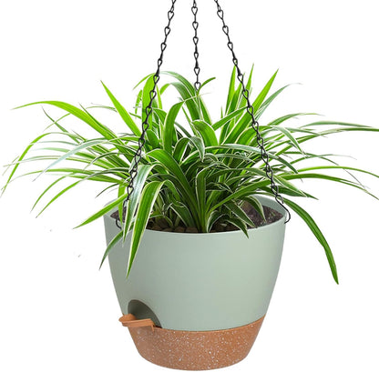 Vanslogreen Hanging Planters for Indoor Outdoor Plants, 2 Pack Self Watering Hanging Pot with Drainage Holes & Removable Tray (Black, 8'')