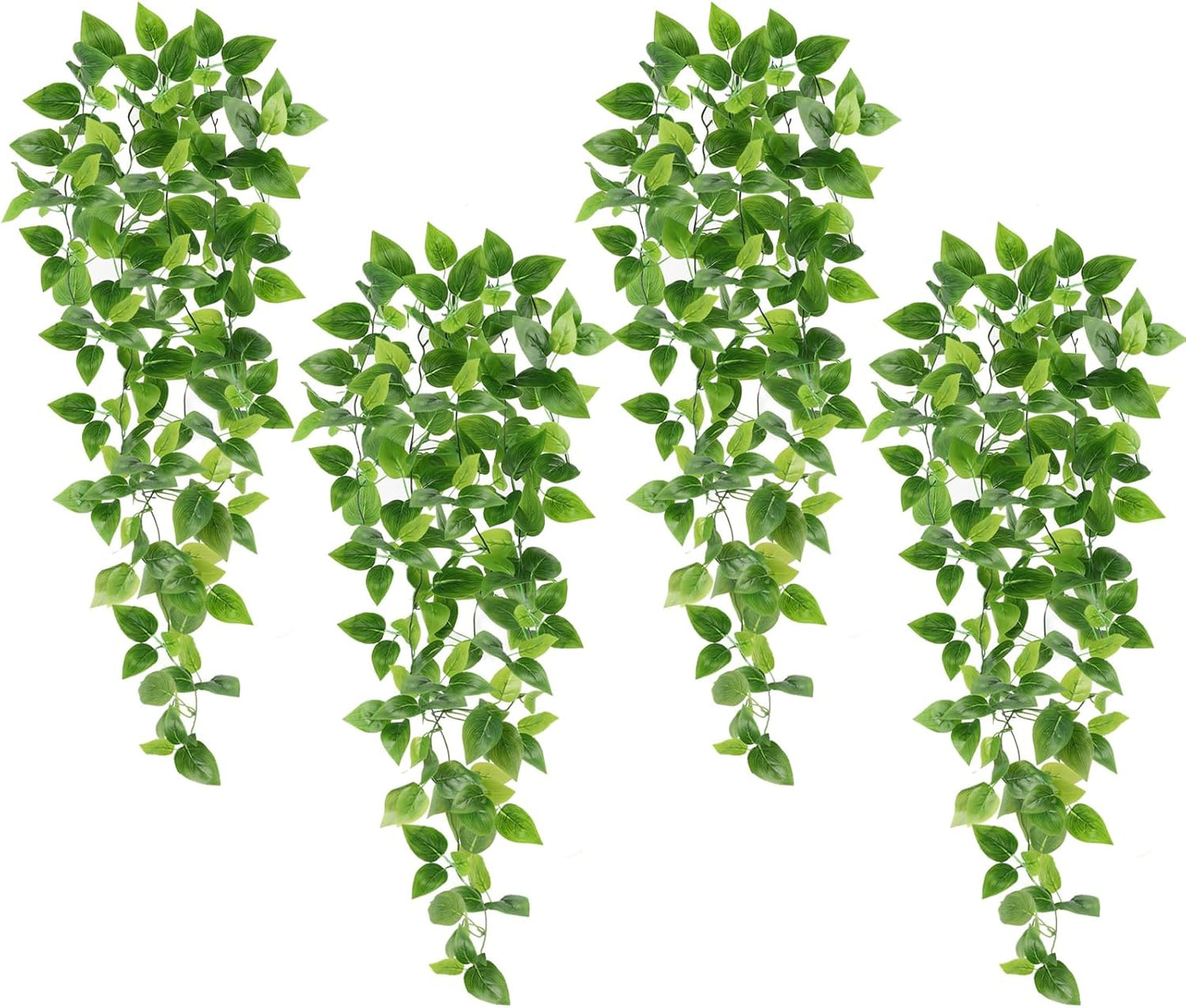 Whonline Fake Plants Hanging 4pcs Artificial Vines Fake Pothos 3.6FT for Living Room Indoor Outdoor Decor (No Baskets)