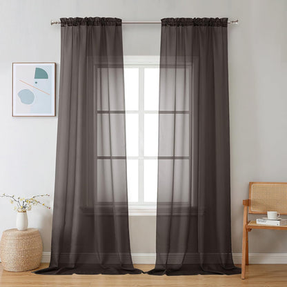 Chyhomenyc Sheer White Valances for Windows 2 Pack, Small Window Curtains for Living Room Bathroom Cafe Laundry Basement, Modern Top Dual Rod Pocket Voile Curtain, 42W x 14L inches, White - Colors B