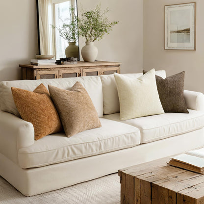 MIULEE Pack of 4 Couch Throw Pillow Covers 18x18 Inch Neutral Soft Decorative Chenille Pillow Covers Farmhouse Boho Cushion Covers for Mid Century Modern Spring Home Decor Sofa Bedroom Living Room