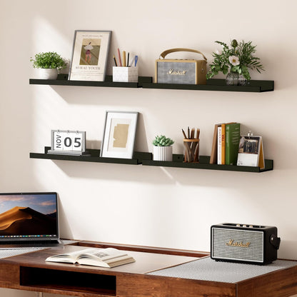 upsimples 6 Pack Wooden Floating Shelves, Wall Storage Decor Shelf for Bathroom, Bedroom, Living Room, Kitchen, Office and Laundry Room, Wall Mounted Display Hanging Shelf, Brown