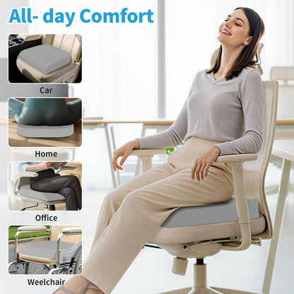 TranquilRelax Large Seat Cushion, Memory Foam Cushion for Long Sitting Hours on Office Chair, Car Seat, Non-Slip Chair Pad for Sciatica, Coccyx, Tailbone Pain Relief & Post-Surgery Recovery (Black)