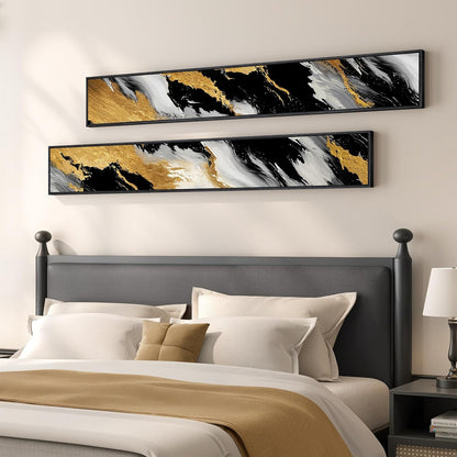 Long Narrow Framed Neutral Abstract Vertical Wall Art Set, 2 Piece Modern Canvas Prints Paintings Artwork for Walls, Beige and Brown Minimalist Pictures for Hallway Entryway Living Room Bedroom Decor