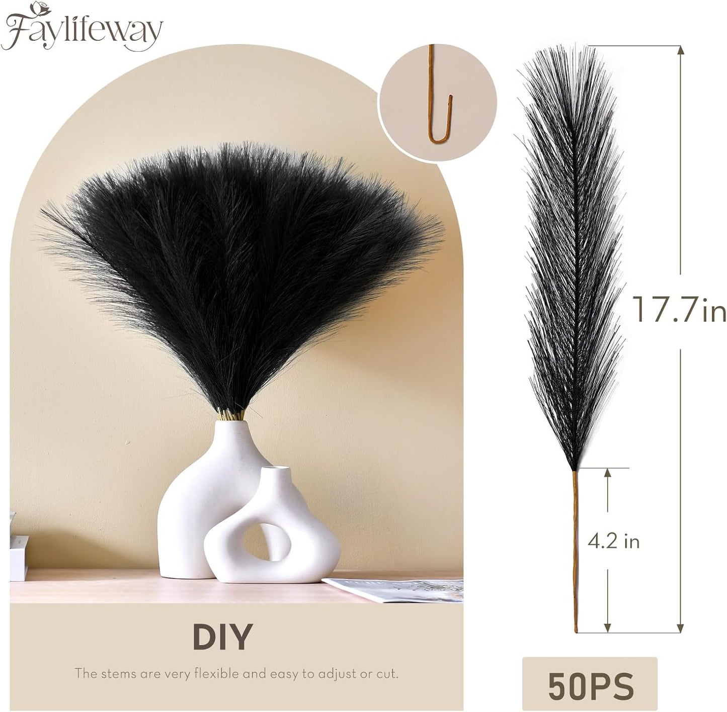 50pcs Pampas Grass 17in for Living Room Decor, Blush Pink Pampas Grass Decor, Fluffy Pink Flowers for Home Birthday Bathroom Baby Shower Wall Bow Decor(Blush & Cream & Pink)