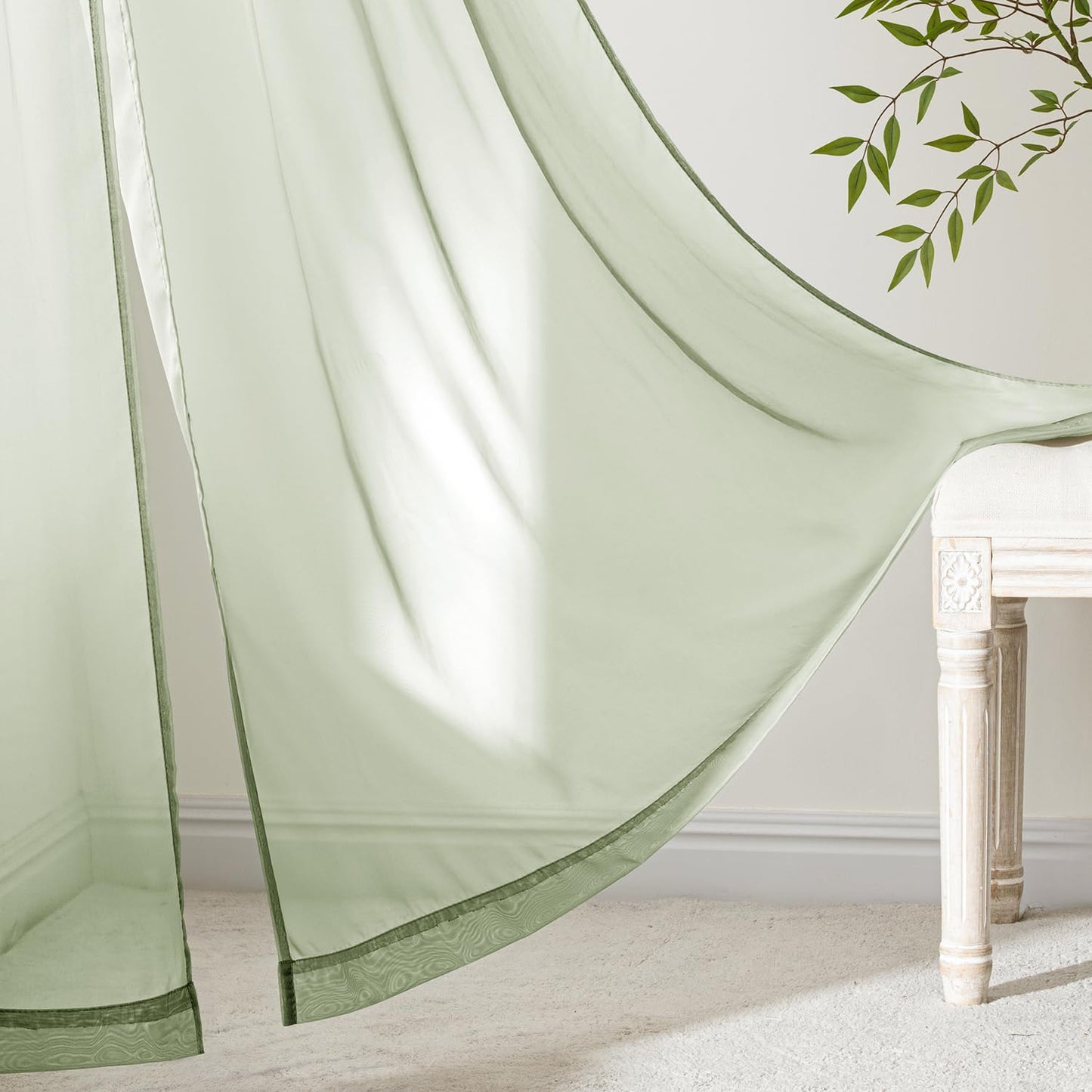MIULEE White Sheer Curtains 84 Inches Long, 4 Panels Set, Light Filtering Rod Pocket Voile Drapes for Living Room and Bedroom, Airy Soft Fabric Window Treatments, 42 x 84 Inches