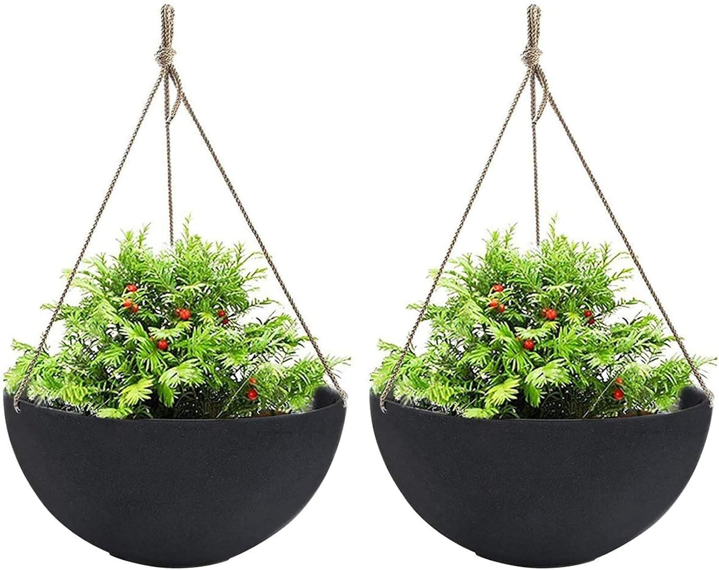 LA JOLIE MUSE Large Hanging Planters - 13 Inch Flower Pots Outdoor Indoor, Hanging Garden Planters Set of 2, New Iron Color
