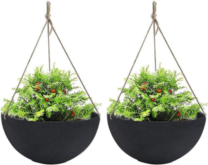 LA JOLIE MUSE Large Hanging Planters - 13 Inch Flower Pots Outdoor Indoor, Hanging Garden Planters Set of 2, New Iron Color