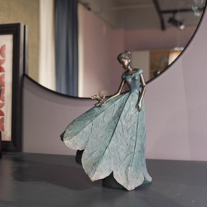Guichifun Fairy Statue Collection Home Decoration - Leaf Angel Girls Resin Modern Table Decor for Living Room Office Sculpture Decor for Women Indoor Rustic Figurines Gift 5 x 3 x 7.5 Inch