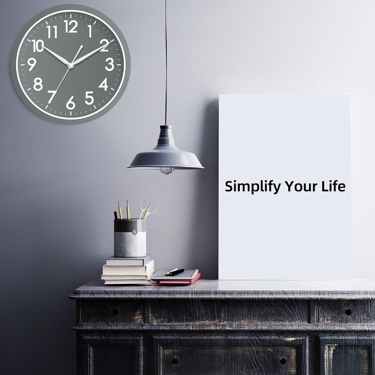 AKCISOT Wall Clock, Modern Small Wall Clocks Battery Operated 8 Inch, Silent Non-Ticking Analog Classic for Office, Home, Bathroom, Kitchen, Bedroom, School(Black)