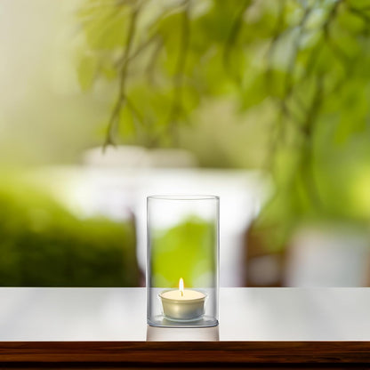 WGVI Hurricane Candle Holder Sleeve, Wide 4", Height 10", Clear Glass Cylinder Candleholder, Chimney Tube, Open Ended Candle Shade, 1 Piece - Colors B