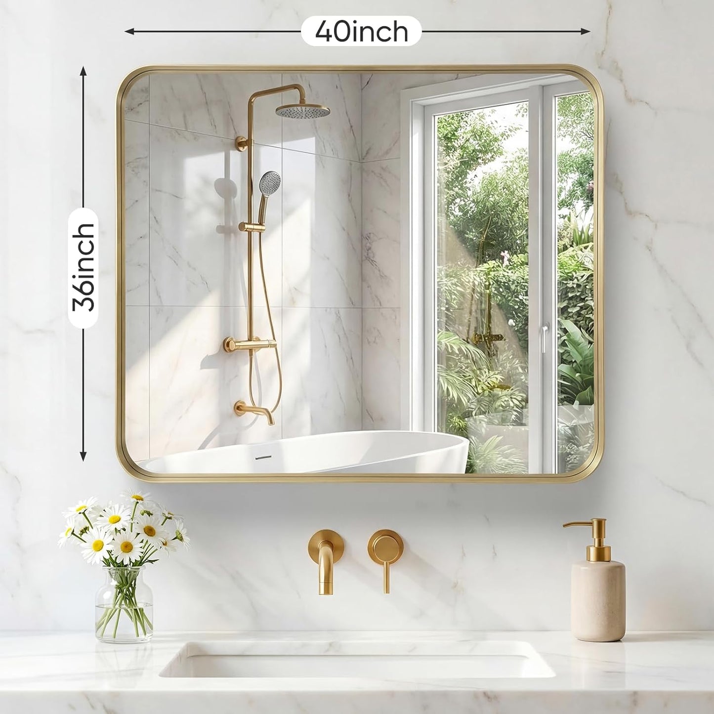 NEWBULIG Gold Round Wall Mirror 36 Inch, Bathroom Mirrors for Over Sink, Wall Decor for Bathroom, Entryway, Bedroom, Vanity