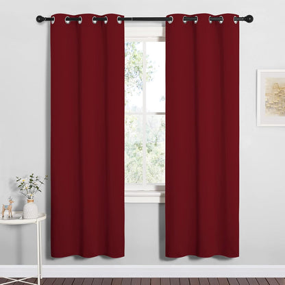 NICETOWN Halloween Pitch Black Solid Thermal Insulated Grommet Blackout Curtains/Drapes for Bedroom Window (2 Panels, 42 inches Wide by 63 inches Long, Black) - Colors A
