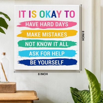 Inspirational Farmhouse Canvas Print Wall Art Decor One Small Positive Thought in the Morning Can Change Your Whole Day Sign Painting Plaque Rustic Home Decoration (8 X 8 Inches, Framed)
