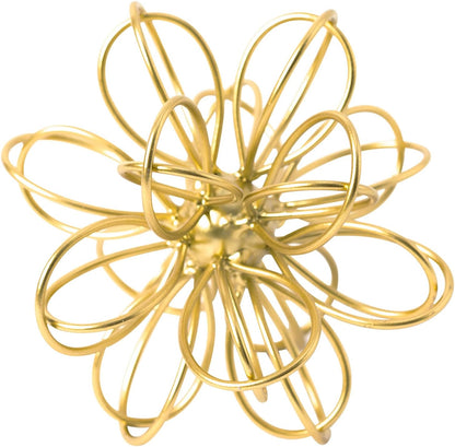 5.5" Gold Metal Geometric Sculpture, Modern Square Decorative Sphere, Small Tabletop Decoration Ball for Home Office Table Shelf Living Room Bedroom Desk Decor