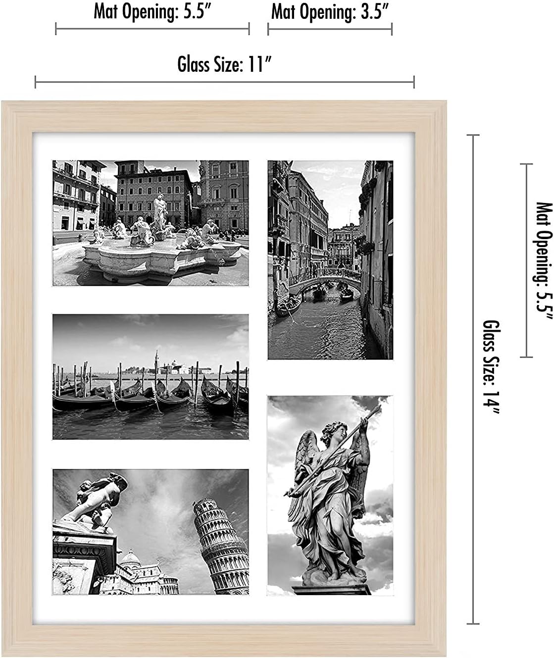Americanflat 4x6 Collage Picture Frame with Shatter-Resistant Glass - Fits Five 4x6 Photos or Use as One 11x14 Picture Frame - Signature Collection - Collage Frames for Wall Display - Black
