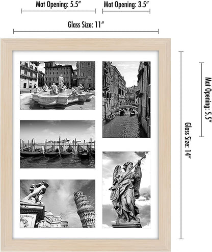 Americanflat 4x6 Collage Picture Frame with Shatter-Resistant Glass - Fits Five 4x6 Photos or Use as One 11x14 Picture Frame - Signature Collection - Collage Frames for Wall Display - Black
