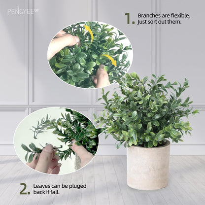 4 Pack Small Fake Plants in White Pulp Pot for Home Decor, Artificial Plants Indoor, Small Faux Plants Indoor for Bathroom Bedroom Kitchen Office Farmhouse Room Shelf Decor