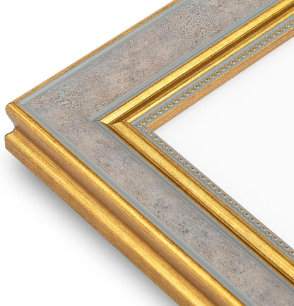 Golden State Art,11x14 Ornate Picture Frame for 8x10 Photo with Mat or 11 x 14 Prints without Mat,Real Glass Wall Display(Color:Green Gold)