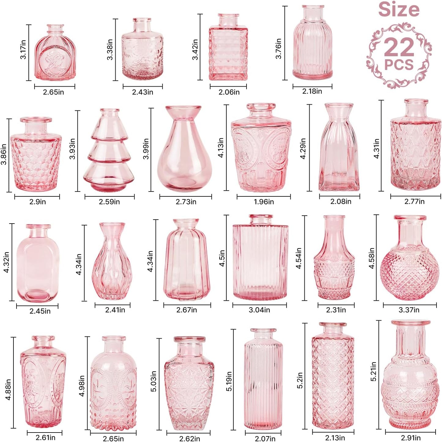 Clear Glass Bud Vase Set of 12 Pcs,Small Bud Vases in Bulk,Glass Crystal Flower Vases Table Centerpieces for Party Event Wedding Decor Baby Shower Decorations (Clear, 12 Pcs)