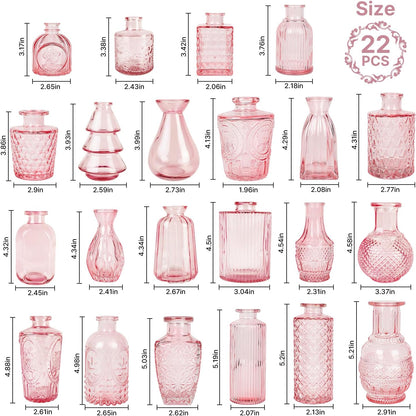 Clear Glass Bud Vase Set of 12 Pcs,Small Bud Vases in Bulk,Glass Crystal Flower Vases Table Centerpieces for Party Event Wedding Decor Baby Shower Decorations (Clear, 12 Pcs)