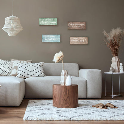 ZONWUTHY 4 Pieces Bible Verses Wall Decor Rustic Wooden Christian Signs Farmhouse Religious Decor for Home Motivational Prayer Wall Art for Living Room Office Bedroom Bathroom(Farmhouse,10x4)