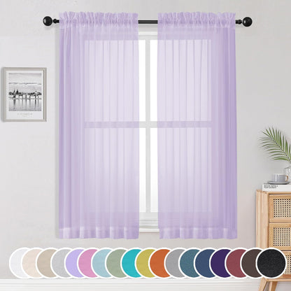 OWENIE Sheer Curtains 84 inches Long 2 Panels Set for Living Room/Bedroom, Rod Pocket Voile Sheer Panel Drapes, White, 2pcs, Each 42" W x 84" L - Colors A
