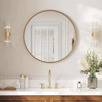 USHOWER Bathroom Mirrors for Over Sink, 36 Inch Circle Mirror with Metal Frame, Black Wall Mirror for Vanity, Entryway, Living Room, Hallway and Bedroom Decor