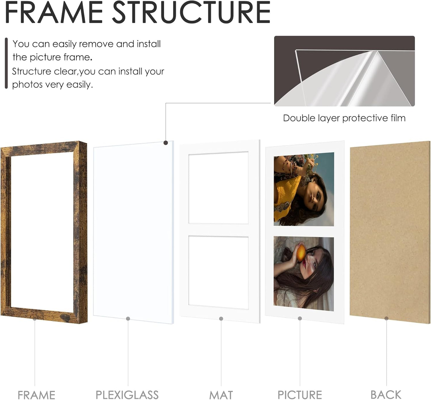 DUENPY 14x26 Collage Picture Frame 4x6 Collage Picture Frame Displays Twelve 4x6 inch Photos Available Horizontal Wall Mounting Display and Vertical Black - Colors B