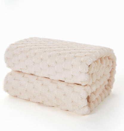 EXQ Home Fleece Throw Blanket for Couch or Bed - 3D Imitation Turtle Shell Jacquard Decorative Blankets - Cozy Soft Lightweight Fuzzy Flannel Blanket Suitable for All Seasons(50"×60",Beige)