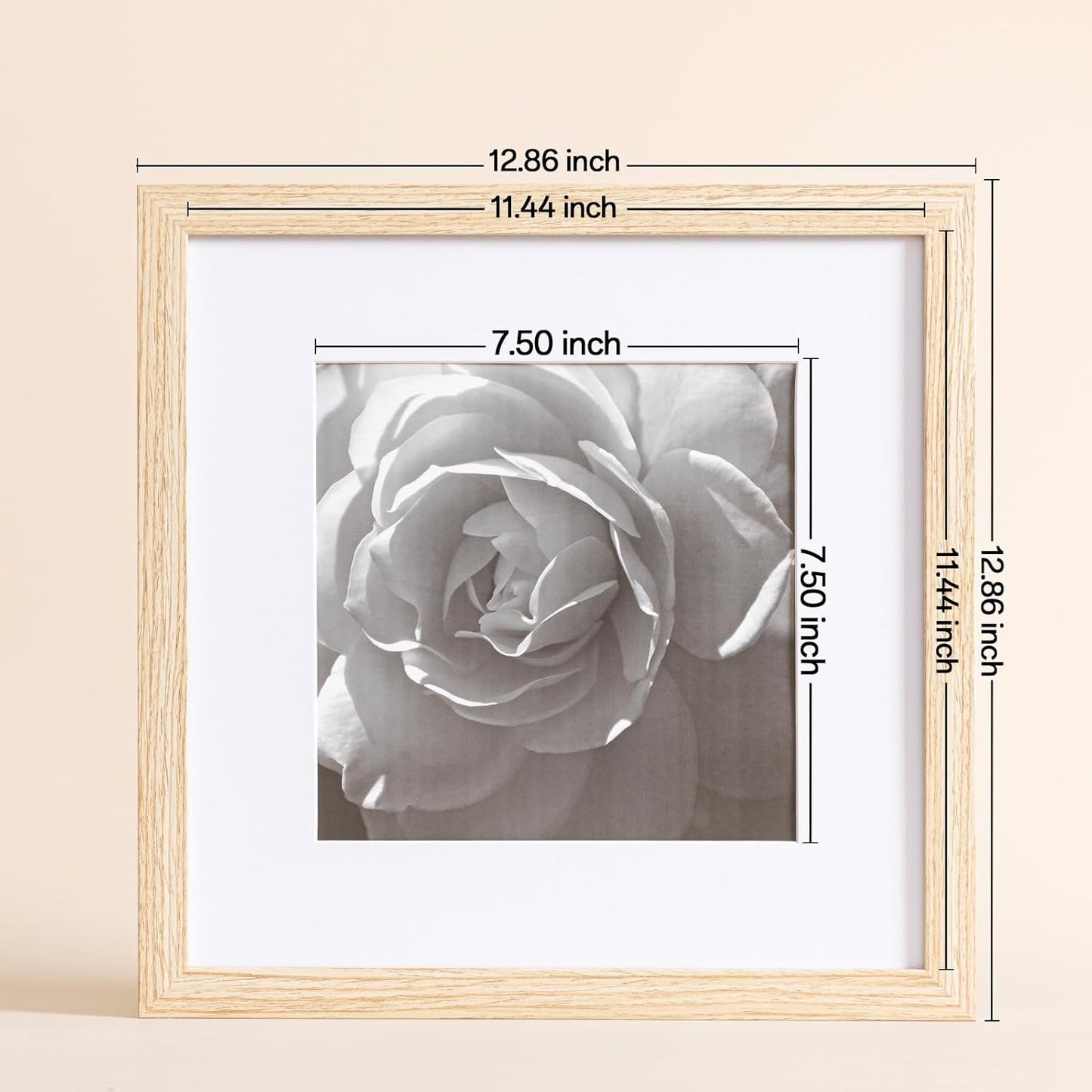 eletecpro 12x12 Picture Frames Set of 9 with Clear Acrylic Cover, Display 8x8 Photos with Mat or 12x12 Without, Classic and Sturdy Square Collage Gallery Wall Decor, Easy Wall Mount, Black