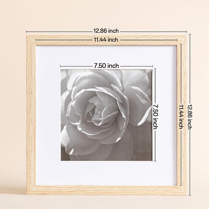 eletecpro 12x12 Picture Frames Set of 9 with Clear Acrylic Cover, Display 8x8 Photos with Mat or 12x12 Without, Classic and Sturdy Square Collage Gallery Wall Decor, Easy Wall Mount, Black