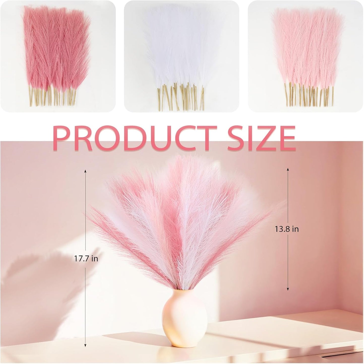 30pcs Pampas Grass Decor,21" Artificial Pompous Grass Bulk,Small Vase Filler Pompas Grass for Home Wedding Living Room Wall Party Decoration (Beige,Light Brown, 21 Inch 30 Pcs)