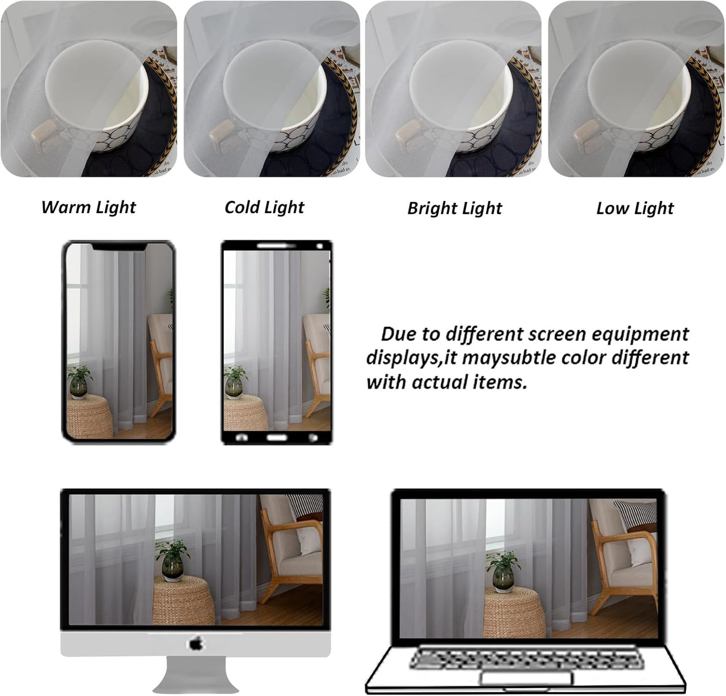 Chyhomenyc Sheer White Valances for Windows 2 Pack, Small Window Curtains for Living Room Bathroom Cafe Laundry Basement, Modern Top Dual Rod Pocket Voile Curtain, 42W x 14L inches, White - Colors B