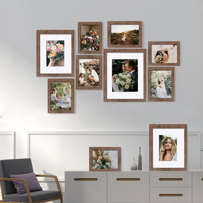 SESEAT Picture Frames Collage, Gallery Wall Frame Set with 11x14 8x10 5x7 4x6 Frames in 3 Different Finishes, Set of 10