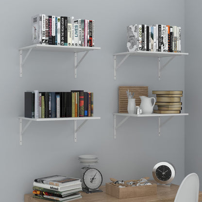 Deep Floating Wall Shelves - 4 Sets of 12 Inch Wide Black Wood Shelves for Bathroom, Bedroom, Kitchen, Living Room