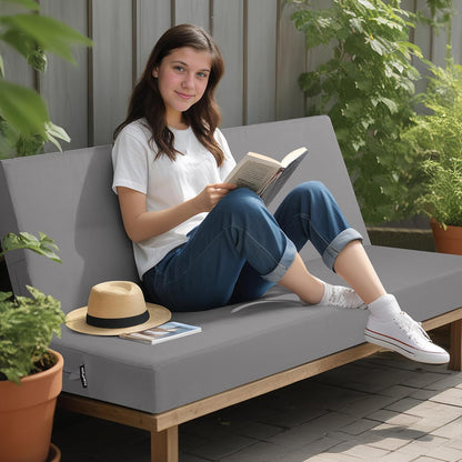 idee-home Outdoor Bench Cushion Waterproof, Bench Cushions for Outdoor Furniture, Patio Porch Swing Replacement Seat Pad with Ties for Garden Backyard, 48 x 18 Inch Red