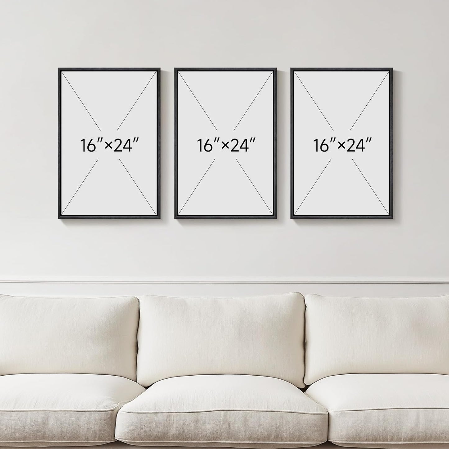 Large Framed Black and White Abstract Wall Art for Living Room, 3 Piece Big Modern Canvas Prints Paintings Artwork for Walls, Minimalist Abstract Art Pictures for Hallway, Office Wall Decor 24x36 In