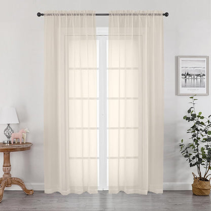 OWENIE Sheer Curtains 84 inches Long 2 Panels Set for Living Room/Bedroom, Rod Pocket Voile Sheer Panel Drapes, White, 2pcs, Each 42" W x 84" L - Colors B