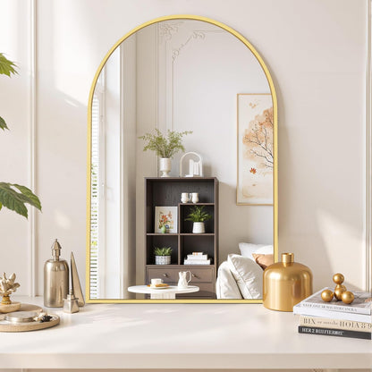Round Wall Mirror 30 Inch Gold Vanity Mirror with Metal Frame, Modern Circle for Bathroom, Entryway, Bedroom, Living Room, Wall Mounted Decorative Mirrors