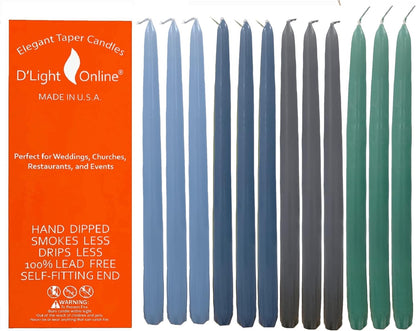 D'light Online White Taper Candles, 10 Inch Premium Quality Candles Hand-Dipped Tapered Candles, Dripless, Smokeless and Unwrapped Bulk Pack for Events - Set of 12 (10 Inch, White)