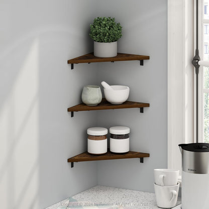Furinno Rossi 5-Tier Wall Mount Floating Radial Corner Shelf, White
