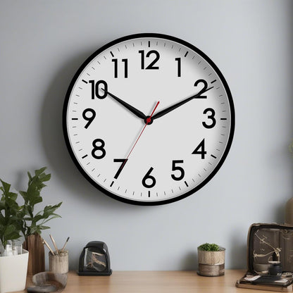 AKCISOT Wall Clock, Modern Small Wall Clocks Battery Operated 8 Inch, Silent Non-Ticking Analog Classic for Office, Home, Bathroom, Kitchen, Bedroom, School(Black)