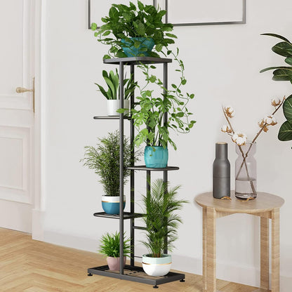 LINZINAR Plant Stand Indoor Outdoor Corner 4 Tier Metal Plant Shelf Patio Plant Rack for Garden Corner Balcony Living Room